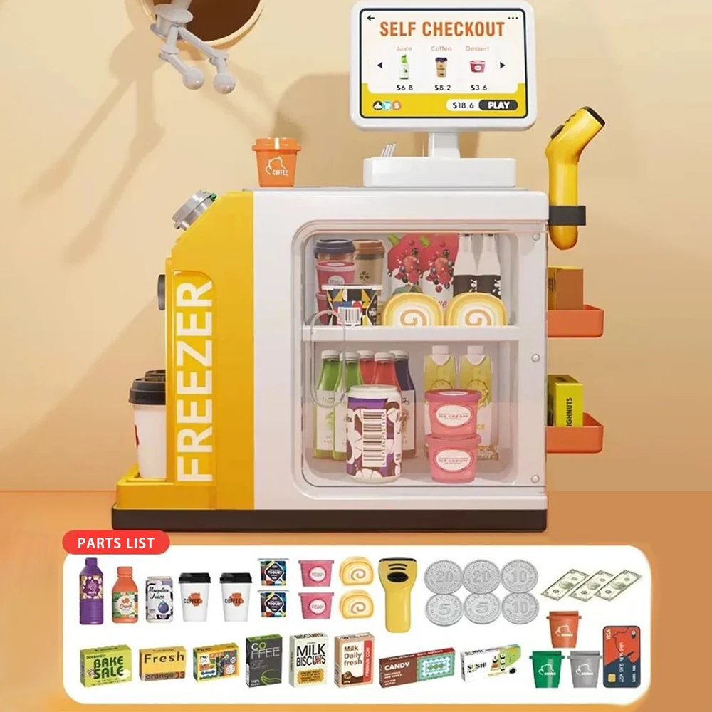 Mini Coffee Machine Toy with Water Pouring Function Grocery Store Cashier Playset for Kids Kitchen Toy Play House Gift