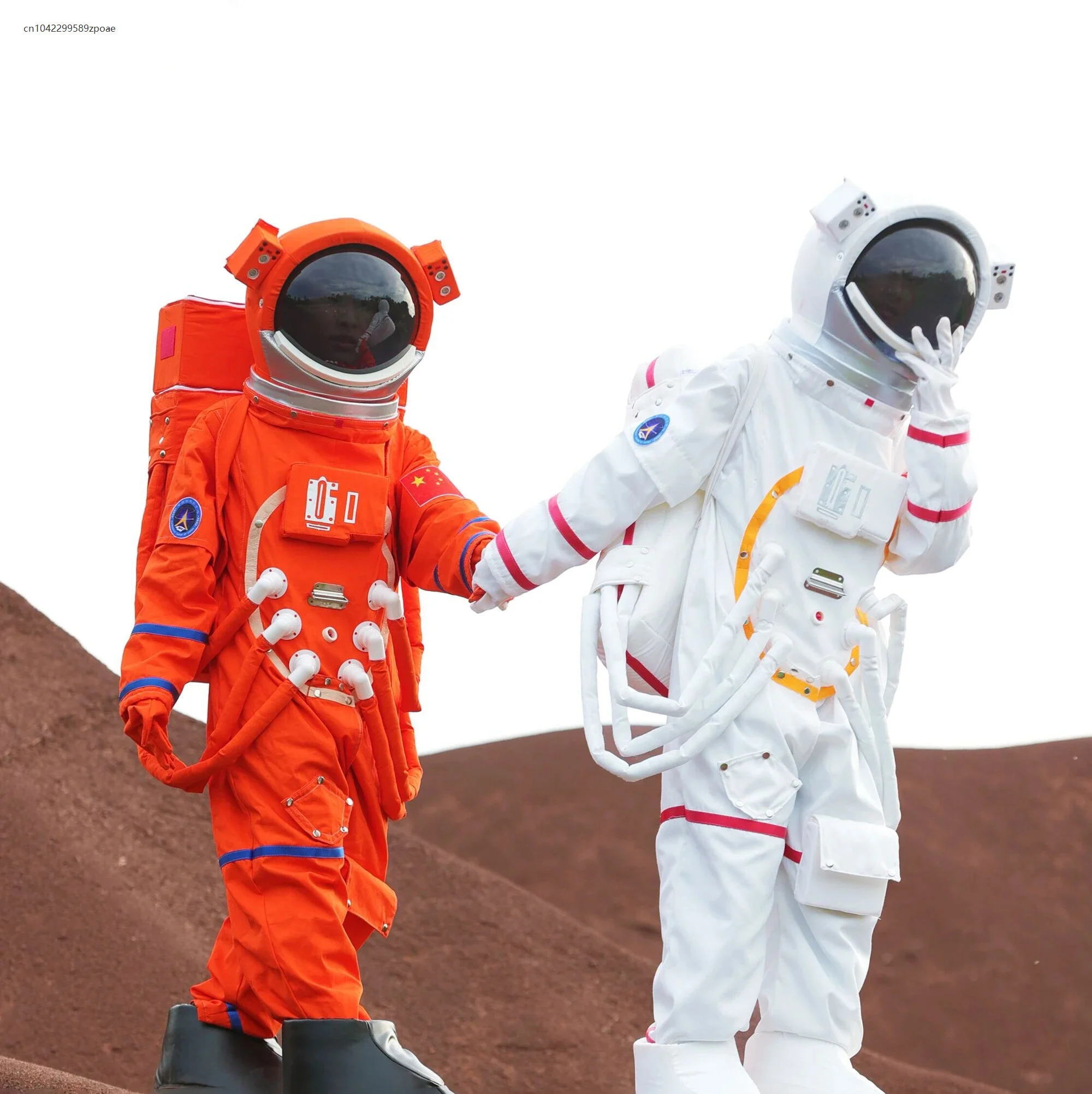 

Astronaut Space Suit Cartoon White And Blue Clothing Space Universe Adult Children Activity Performance Inflatable Suit Props