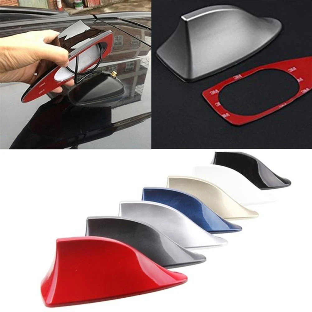 Antena de rádio universal à prova d'água para carro, antena decorativa de telhado de barbatana de tubarão com fm/função (vermelho)