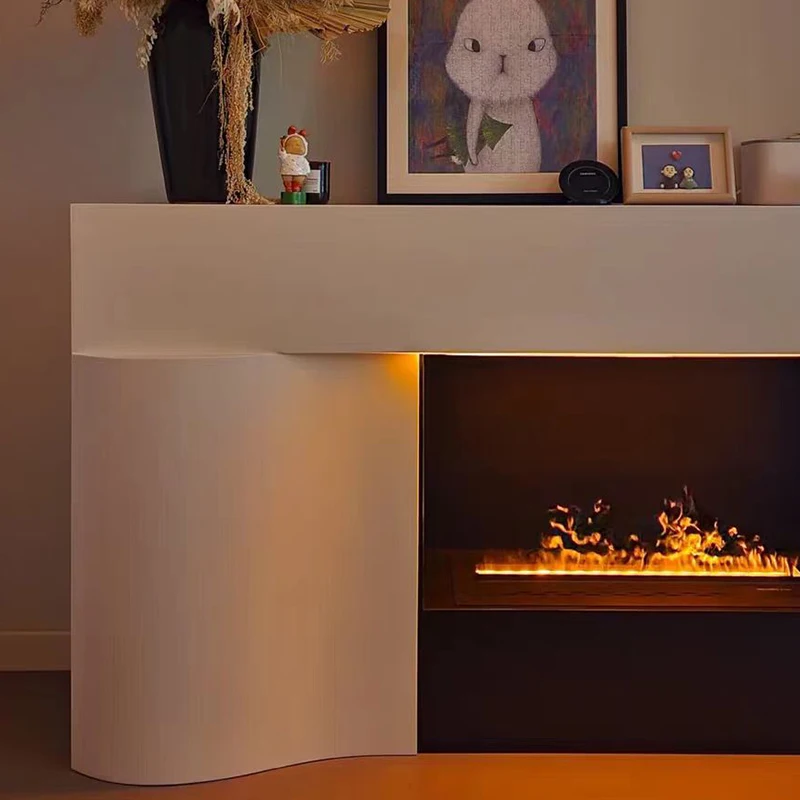 Modern Electric Linear Fireplace Insert Wall-Recessed Fogging Design Smart Water Vapor Humidifier French Language For Home