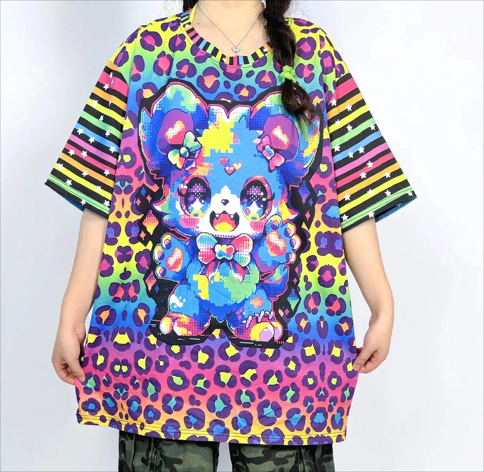 2026 Sommer Neu Harajuku Regenbogen-Stil Muster Herren- und Damen-T-Shirts 3D-Druck Kurzarm Locker Lässig Schnelltrocknendes T-Shirt – Detail 4