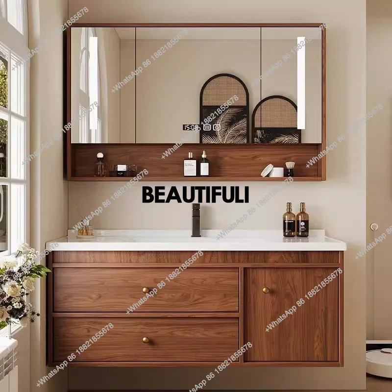 X188 Medieval ceramic integrated basin bathroom cabinet toilet waterproof and moisture-proof solid wood bathroom