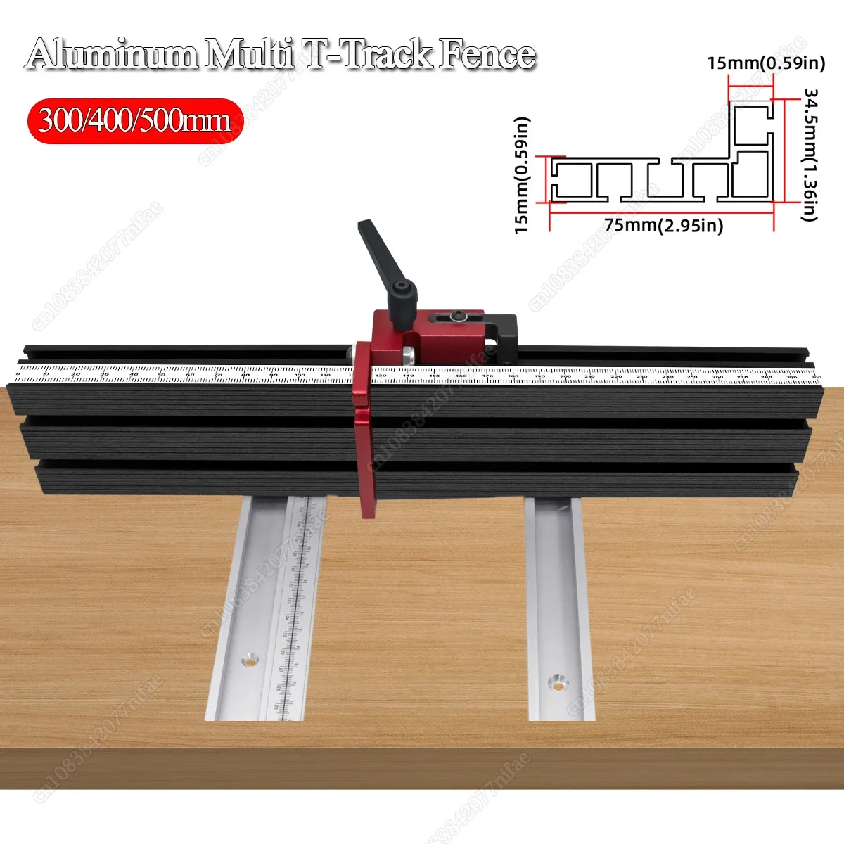 30/45/75 Type Aluminium Profile Fence Miter T-track Backer 300-500mm Sliding Brackets T-Slot for Table Saw Woodworking Workbench