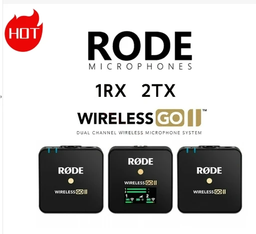 

Rode Wireless Go II GO2 Wireless Lavalier Dual Channel Mic RX 2TX Transmission Microphone Accessories for Phone DSLR Cameras