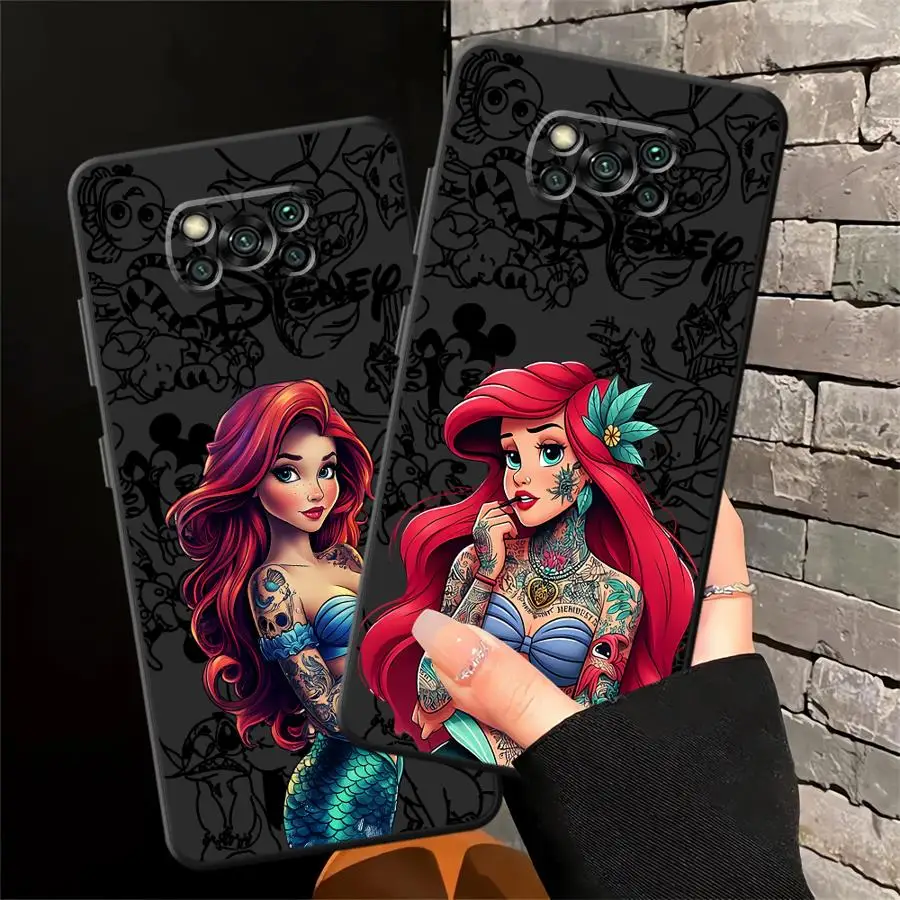 ديزني الوشم ارييل الأميرة الحال بالنسبة Xiaomi Poco M5 C50 C51 F3 F4 F5 X3 X4 X5 C65 M3 M4 برو لينة الغطاء الخلفي للهاتف