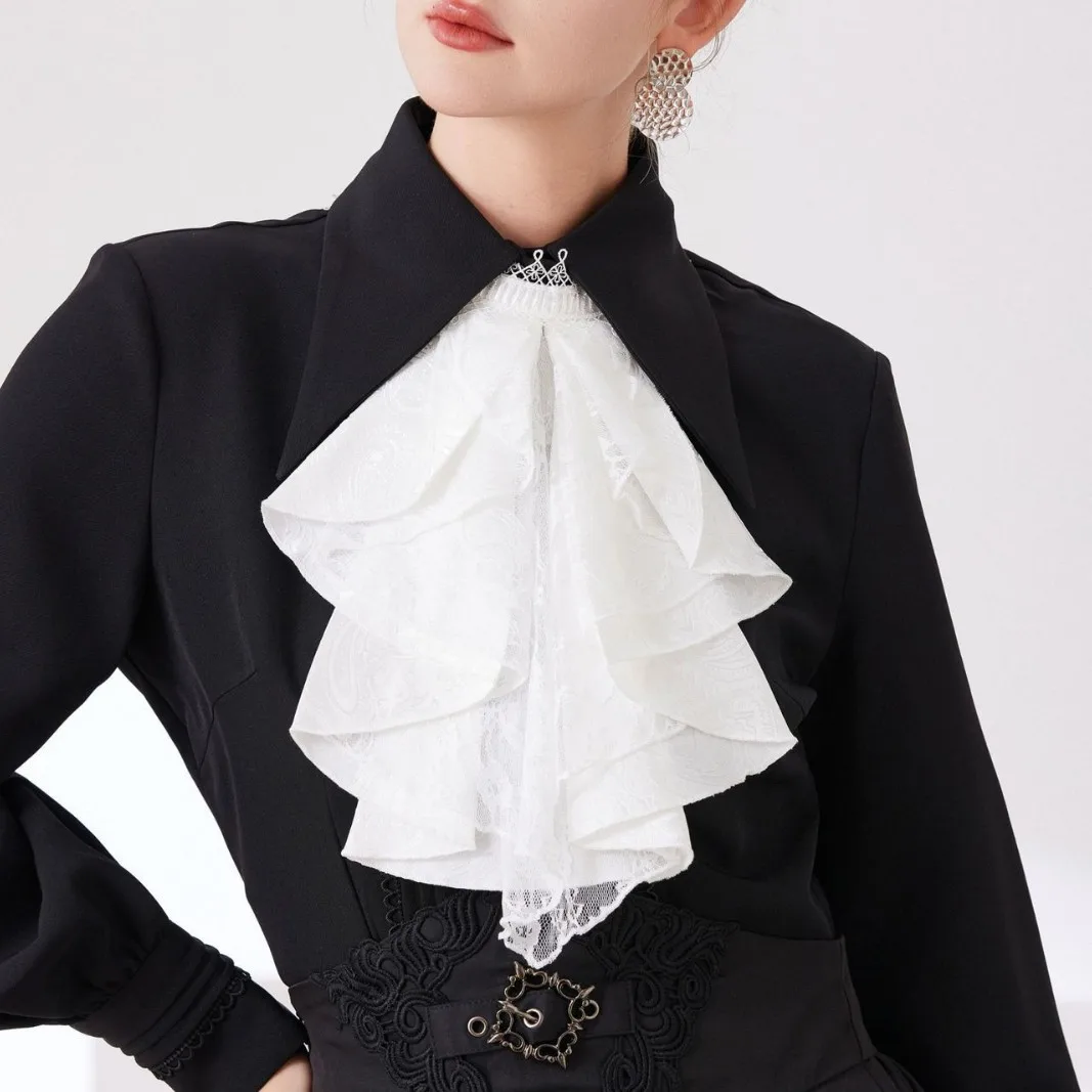 

Ретро кружевной галстук-бабочка с искусственным воротником, шарф в британском французском стиле для банкета, одежда в стиле суда, съемные воротники, наряд для косплея, аксессуар в стиле Лолиты