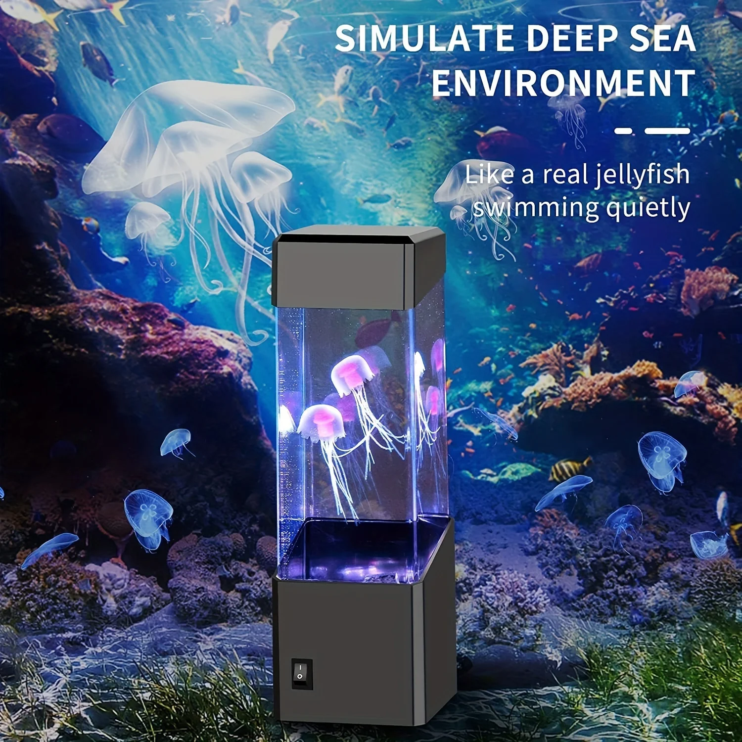 Quallen Lampe USB angetrieben Aquarium Nachtlichter, 16 Farbwechsel LED Gelee-Fisch Lampe für zu Hause Schlafzimmer Büro dekorativ