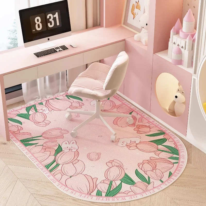 Modern Style Carpets for Living Room Flower Pattern Bedroom Decor Pink Carpet Anti Slip Study Rug Washable Cloakroom Floor Mat