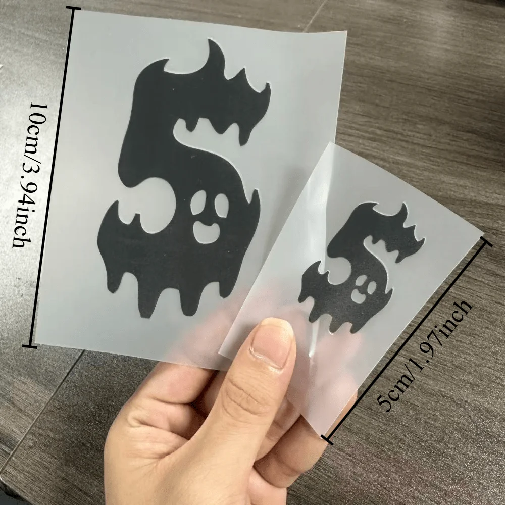 2Pcs Set Halloween Flame Ghost Waterproof Vinyl Decals for Car Window Fairing Helmet Laptop