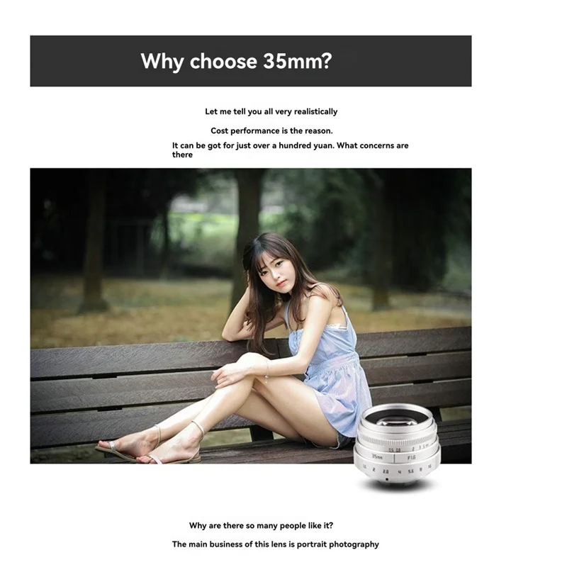 Objectif de caméra FFYY-35Mm F1.6, objectif de caméra de Portrait fixe manuel à grande ouverture pour accessoire de caméras à monture C