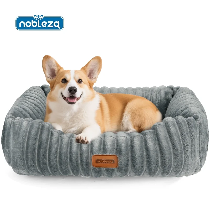 Nobleza Cama para Perro Mediano, Cama de Perro Lavable,Cama para Perros con Suave Relleno de Esponja, Fondo Antideslizante, Funda Extraíble, Gris