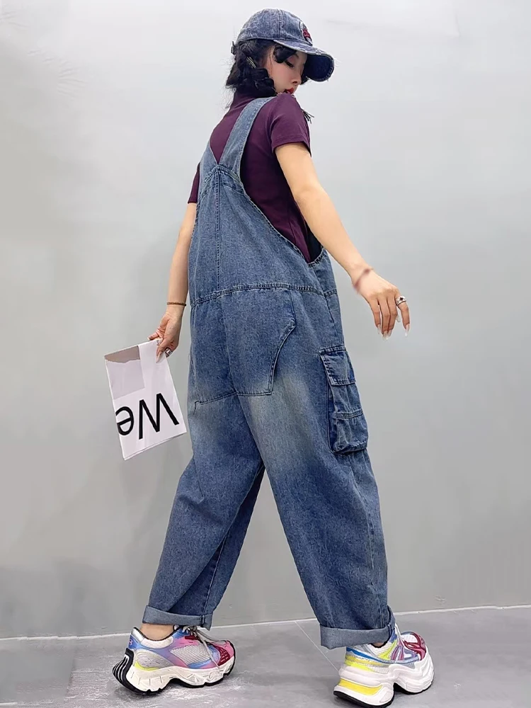 Amax luluE Summer Jeans Womens Fashion Loose Vintage Denim Overalls Casual Pants Ladies Classic Luxury High Waist Punk Trousers