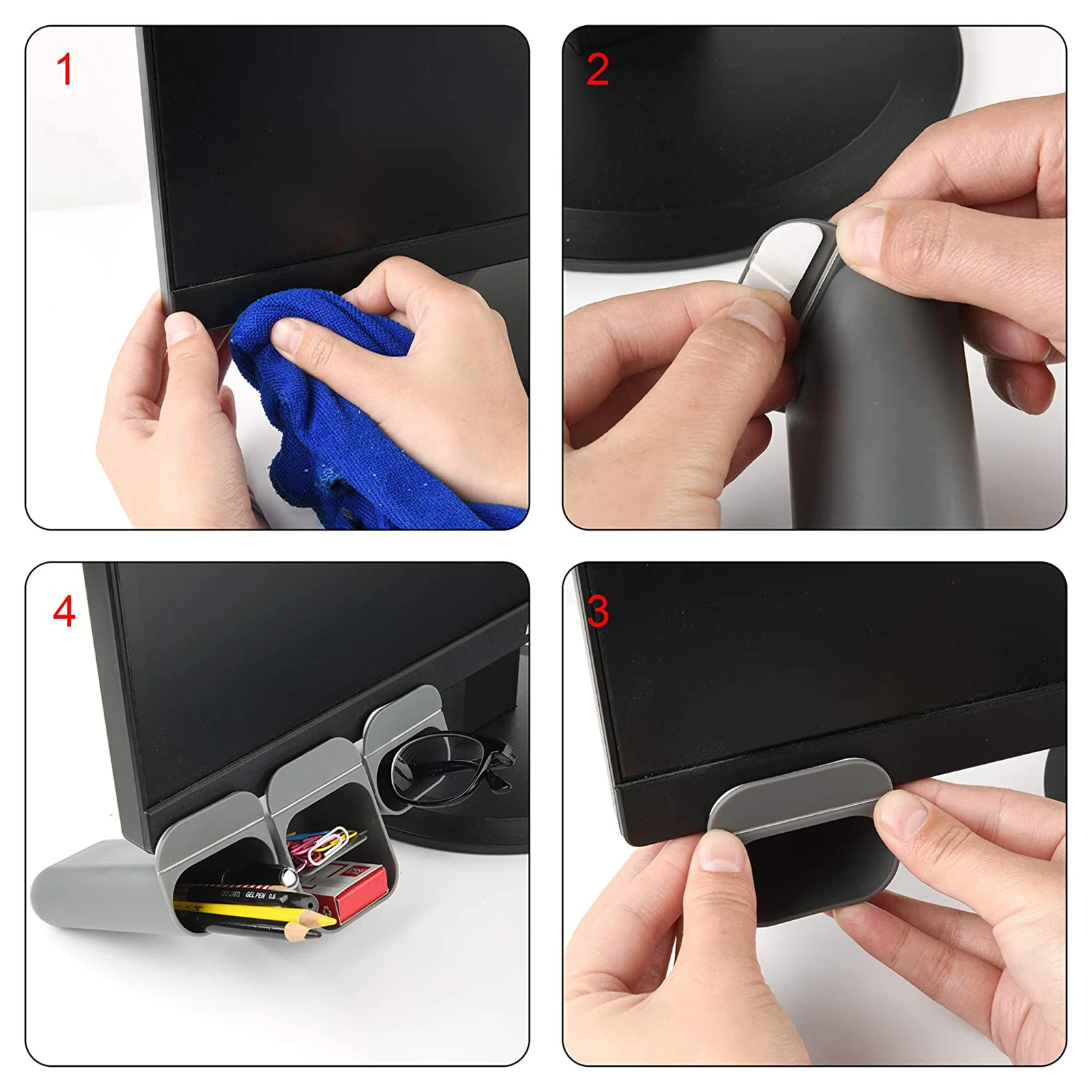 Screen Pen Potlood Houder Plakken Scherm Pen Houder Desktop Potlood Opbergdoos Tafel Briefpapier Organizer Container Voor Bureau