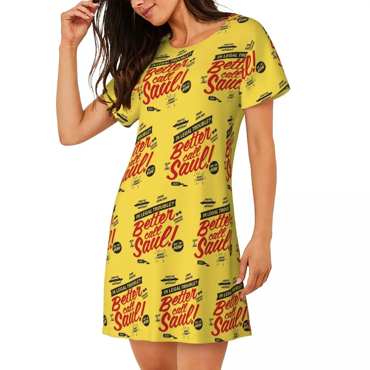 Better Call Saul Saul Goodman Kurzarm-Nachthemd zum Schlafen, Schlafshirts für Damen, kurzärmlige Nachthemden, lockeres Pyjama-Kleid