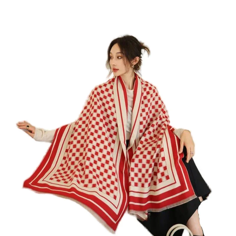 

Fashion Shawl Cashmere Wrap Scarf Women Shawl Scarf Double Sided Warmth Luxury Warm Scarves Floral Women Winter Scart Shawl