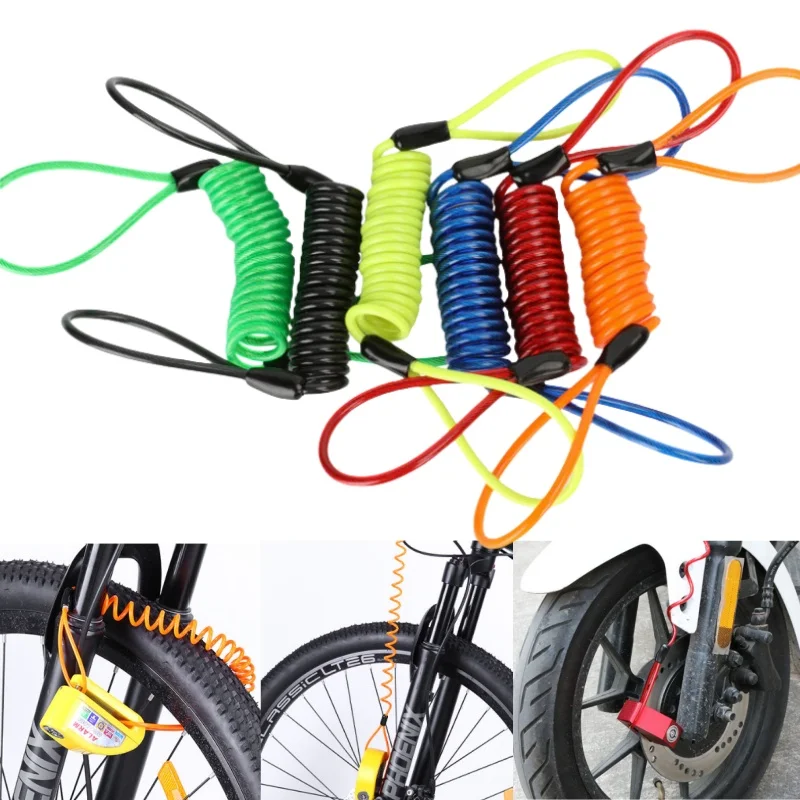 1.2m Safety Disc Brake Helmet Wire Bicycle Lock Rope anti-theft Security Reminder Motorcycle Spring Cable