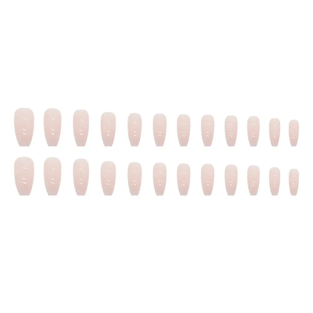 24 قطعة/صندوق مع ملصقات جيلي، اضغط على أظافر الباليه الطويلة على الأظافر، غطاء كامل للأظافر الوردية اللطيفة