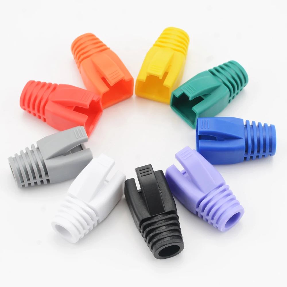 50pcs OD7.0 CAT6 CAT7 RJ45  Cable Connector Plug Cover Ethernet Network Cable Multi Colors Strain Relief Boots