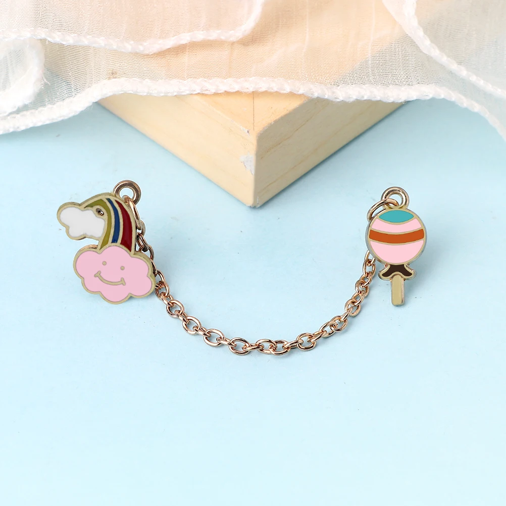 Cute Smiling Cloud Enamel Pins Cartoon Rainbow Candy Accessories Girls Boys Brooch Fashion Alloy Chain Badges Kids Jewelry Gifts