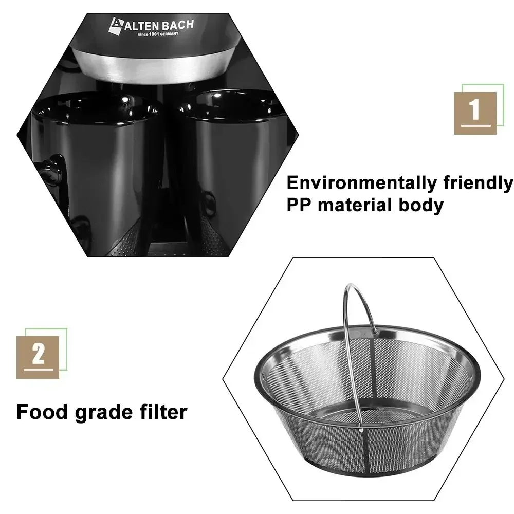 220v 450w casa elétrica vapor gotejamento cafeteira automática dupla xícara máquina de café dupla utilização máquina de chá de café americano