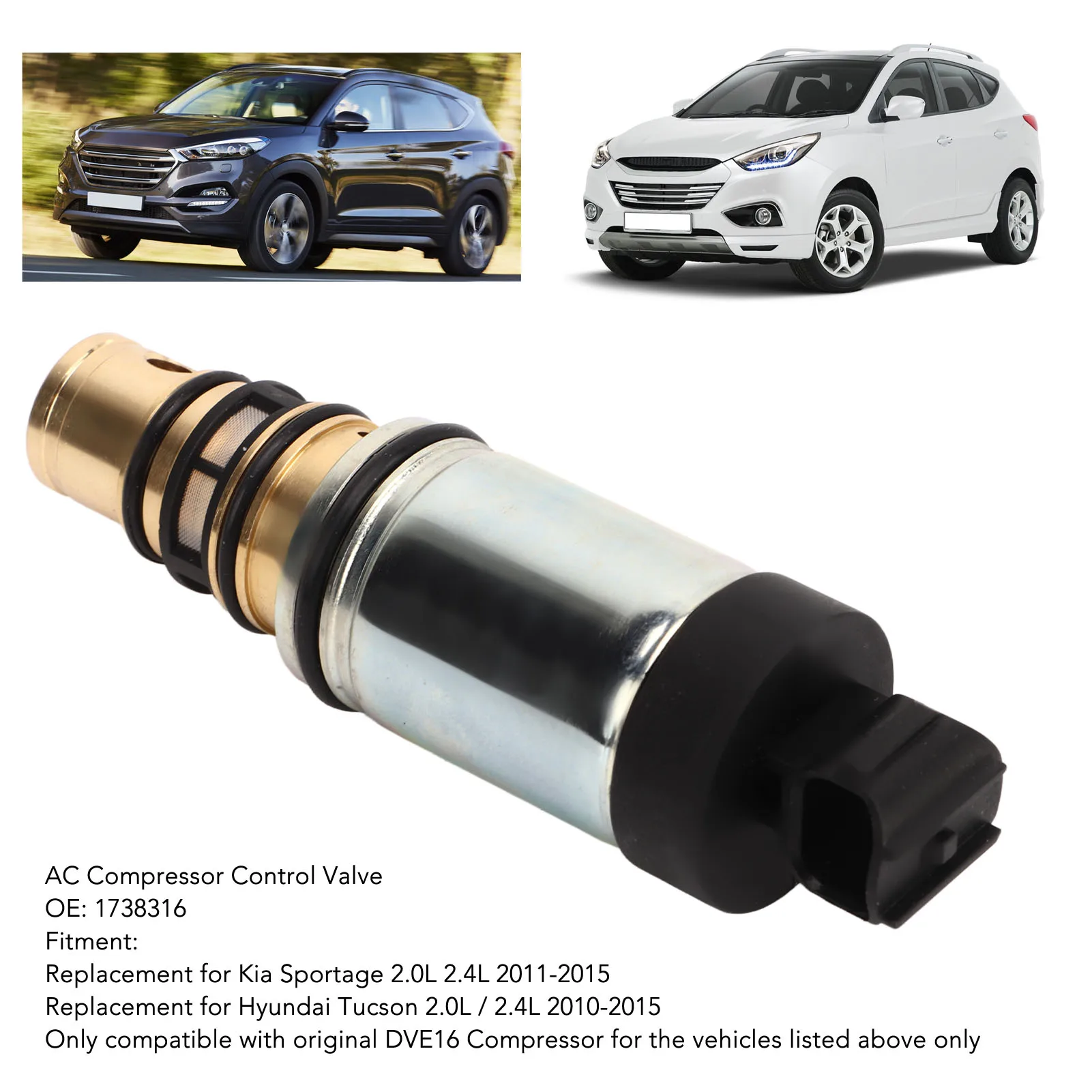 

Регулирующий клапан компрессора переменного тока 1738316, металлическая высокочувствительная замена клапана компрессора кондиционера Tucson