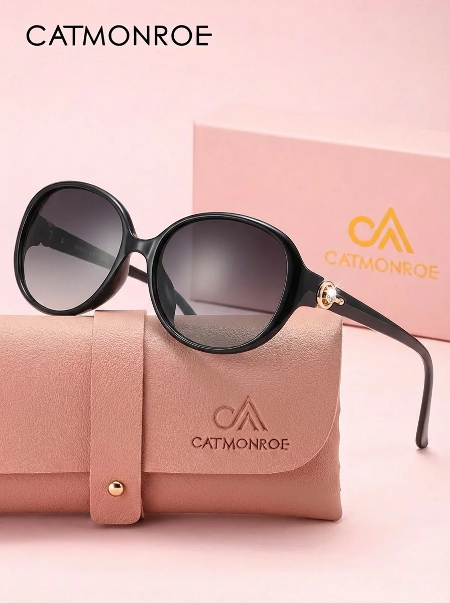 CATMONROE Women Polarized Sunglasses with Elliptical Frame TAC Lens Reduce UV Exposure Enhance Visual Comfort Gift Box Packaging