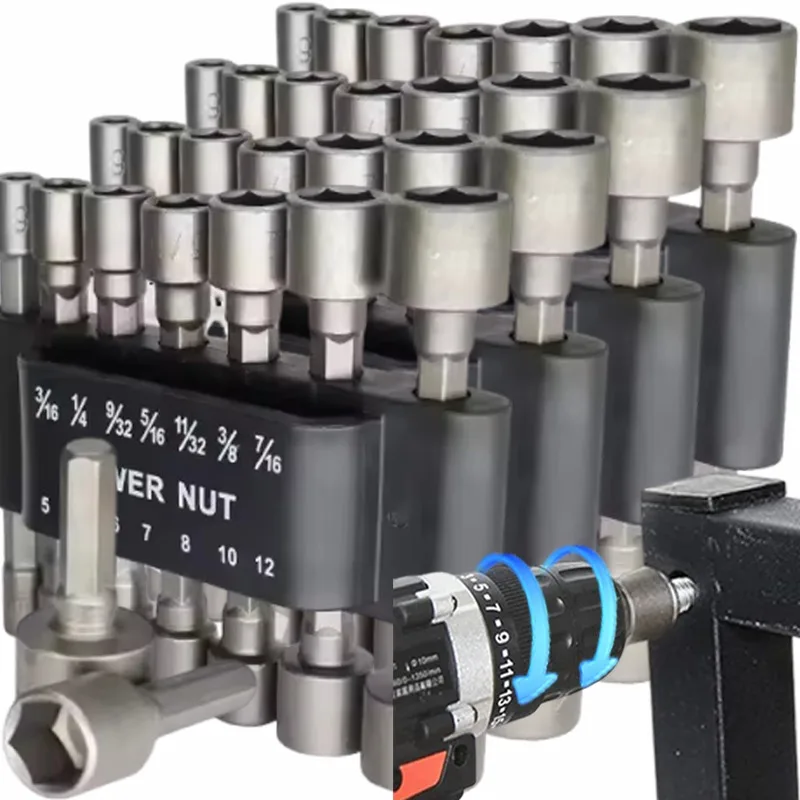 

Hexagon Nut Driver Drill Bit Socket Screwdriver Wrench Set Hexagonal Handle Screwdriver Socket Bit Impact Bolt Rod Hand Adapter