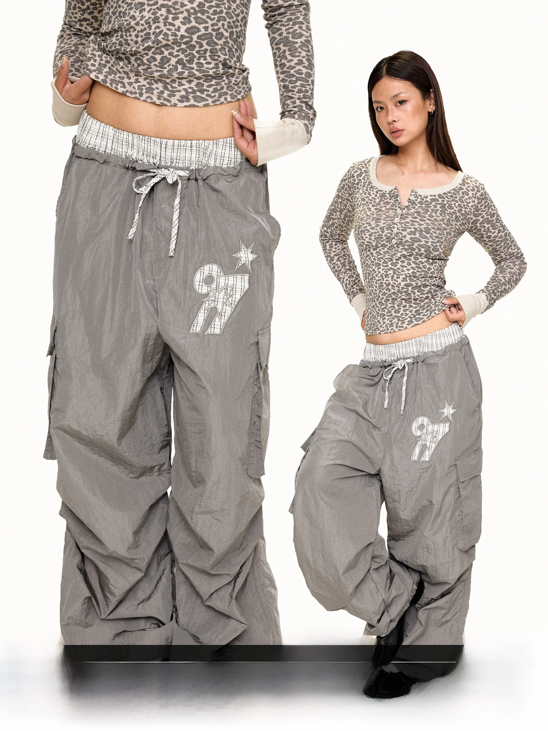 Blackbb American Retro Letter Embroidery Pleated Multi Pocket Wide Leg Pants Women's Loose Casual Trousers Autumn Streetwear