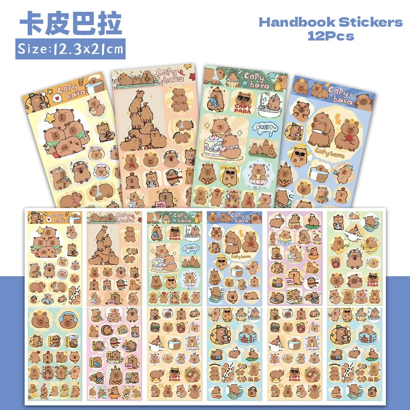 

12pcs Cartoon Capybara Sticker Decals Decoration DIY Phone Notebook Suitcase Laptop Fridge Kids Sticker