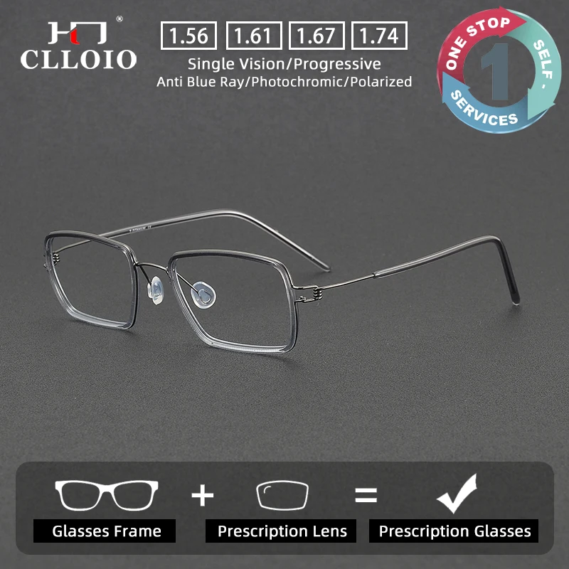 

CLLOIO New Pure Titanium Screwless Women Anti Blue Light Glasses Men Fashion Business Glasses Prescription Progressive Eyeglass