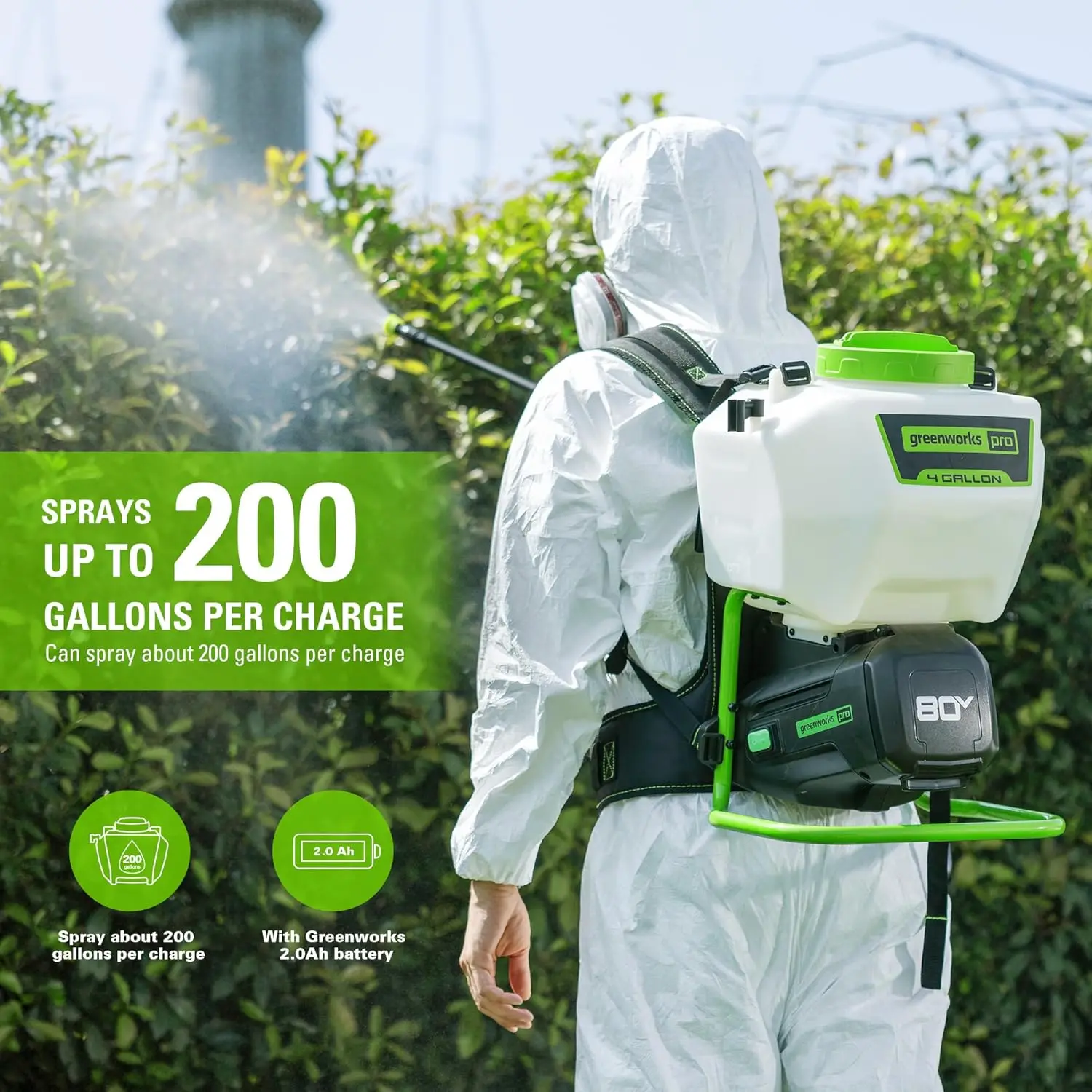 80V Backpack Sprayer 4 Gallon,Battery Powered Backpack Sprayer Kit for Weeding, Spraying, Pest Control, 2Ah Battery