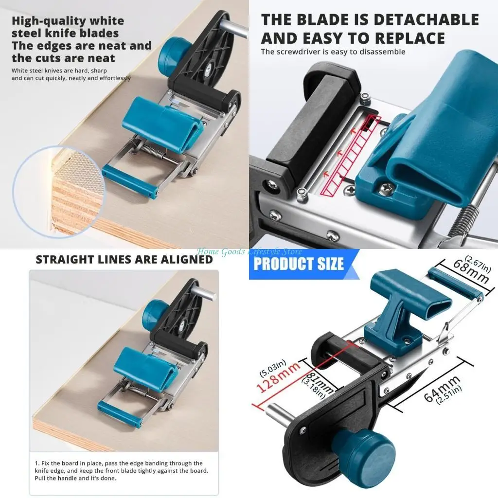 

E74E Manual Banding Trimmer Machine Curved Straight Bands Cutter Tool for Plastic, PVC, Plywoods Woodworking Tool