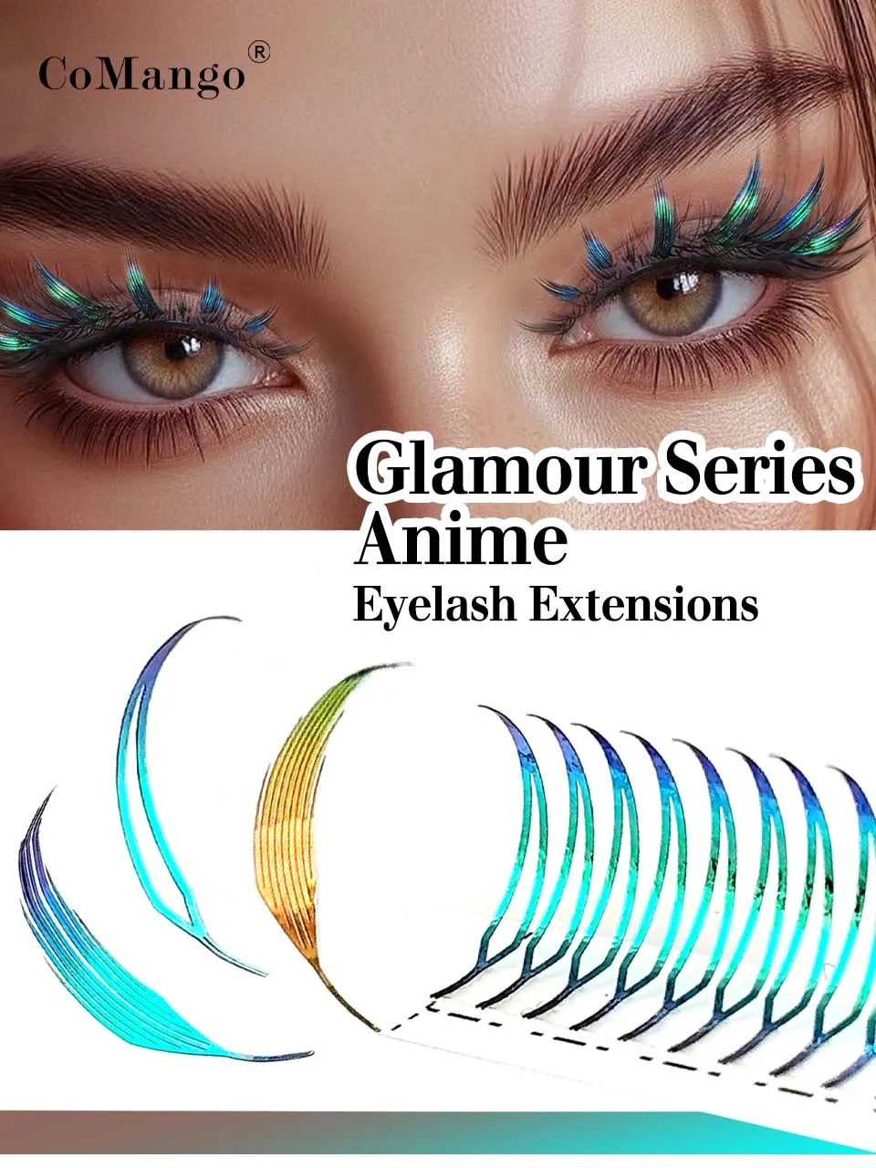 CoMango Glamouröse Comic-Spire-Wimpernverlängerungen Hochwertige doppelseitige bunte falsche Wimpern 0,07 mm Mix 8–15 mm Wimpern
