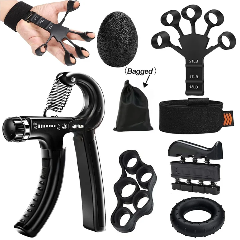 5-60kg Adjustable Hand Grip Strength Strengthener Trainer Full Set With Counter Wrist Forearm And Hand Exerciser For Muscle