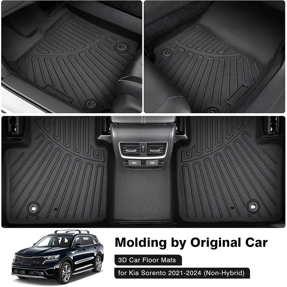 Floor Mats for 2021-2024 2025 Kia Sorento Hybrid Cargo Liner All Weather TPE Trunk Mat with Backrest Mat Gas & Hybrid PHEV