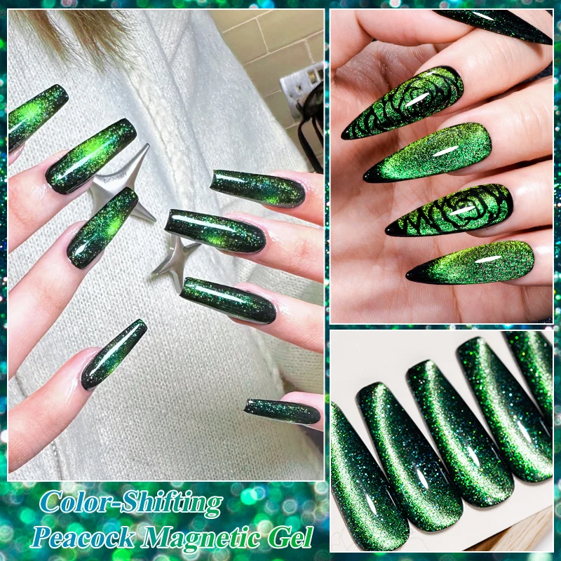 Meteor cat gel magnético unha polonês mudança de cor pavão gel magnético semi permanente embeber uv led gel verniz suprimentos para unhas