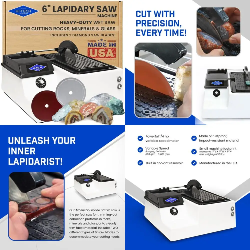 Sega lapidaria per taglio di roccia, pietra e vetro - Attrezzatura da 6 pollici per tagliare, rifinire e segare pietre e vetro
