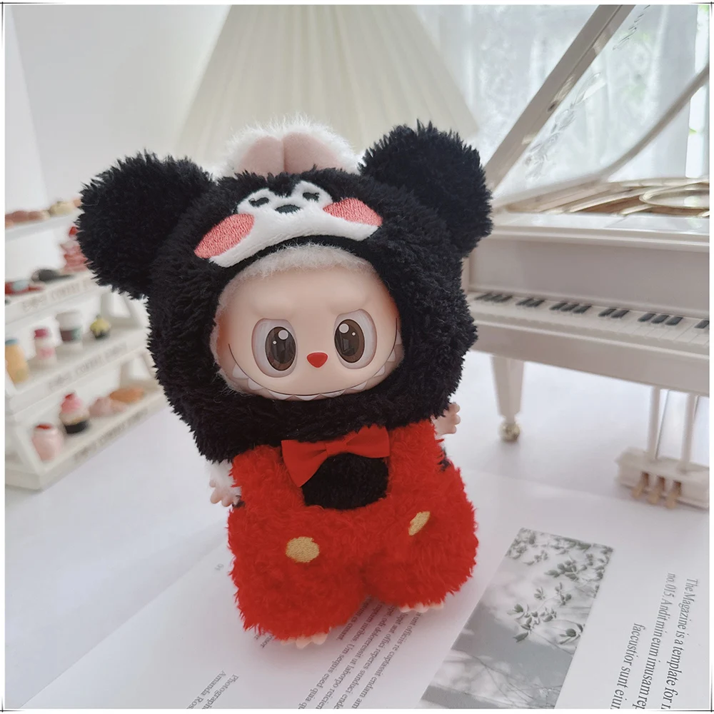 

Для 17 см Labubu V1 V2 кукла, аксессуары для одежды, комбинезон, плюшевый комплект, таракан, серый волк, маленький белый кролик, ролевая одежда