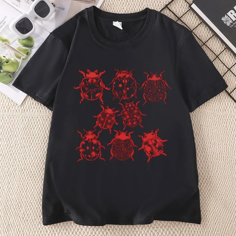 Fashion Ladybug T-Shirt Casual Graphic Printed Tshirts Men Women Summer Short Sleeve T Shirt Nature Lover Tees Clothes