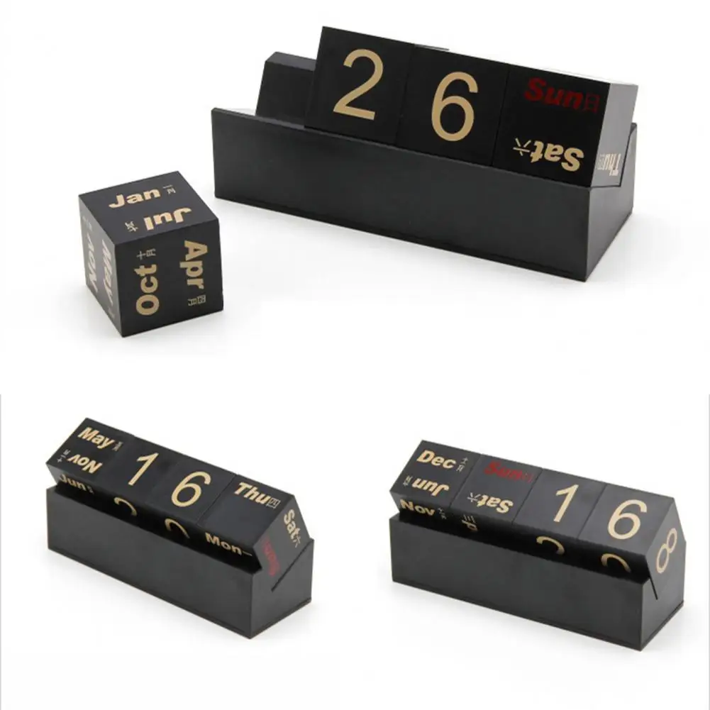 1 Set Durable Calendar Ornament Plastic Desk Calendar Novelty Creative DIY Perpetual Calendar Desktop Ornament Record Date