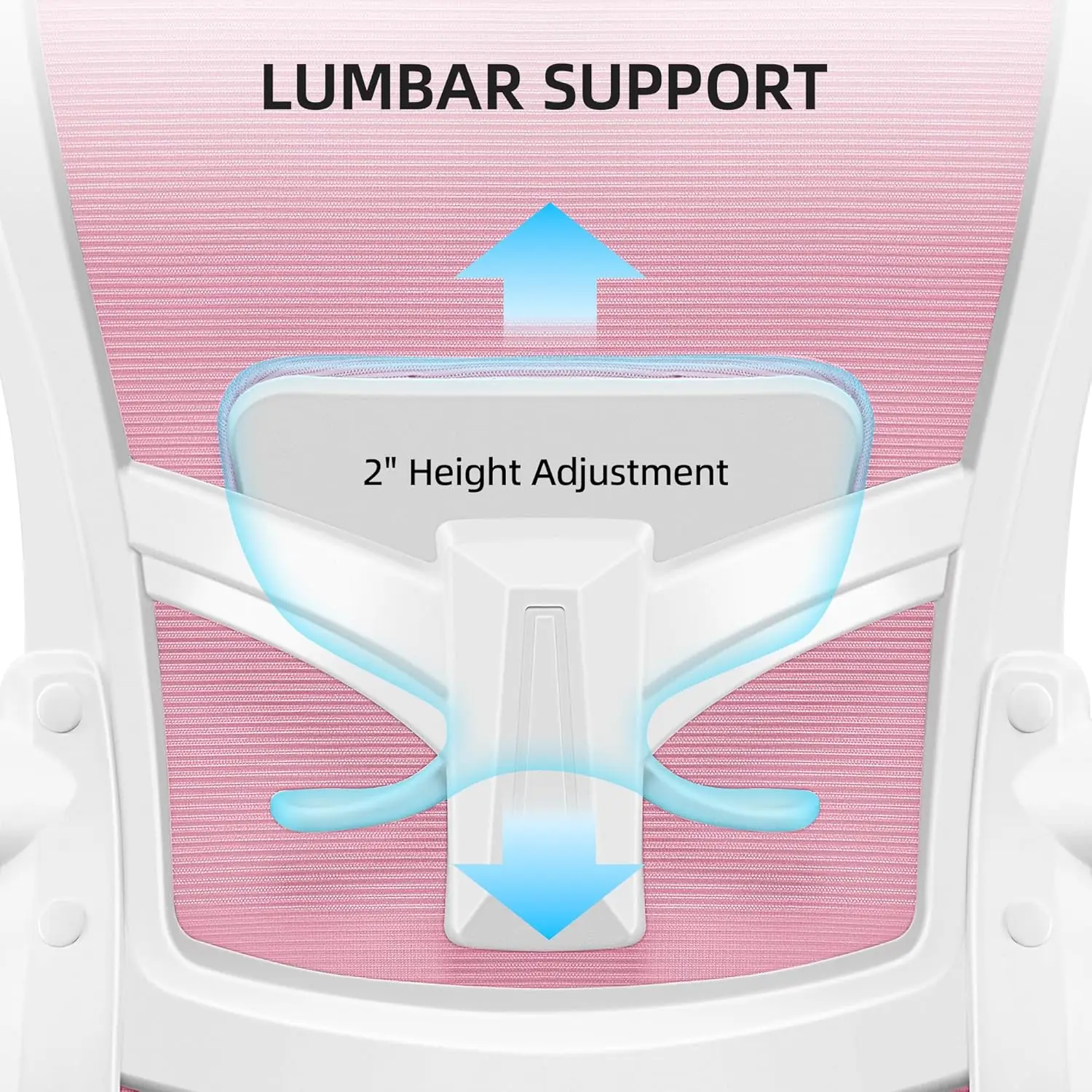 كرسي مكتب، كرسي ألعاب مريح بارتفاع قابل للتعديل مع دعم قطني، مسند ذراع عالي الظهر كرسي دوار للمكتب المنزلي باللون الوردي
