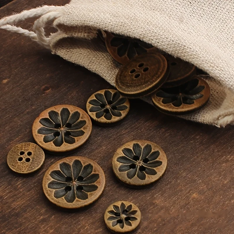 20 قطعة من الأزرار الخشبية البنية الداكنة المستوحاة من الطراز القديم مقاس 18 مم - مثالية للقميص الصناعي والسترة والحرف السترة #5