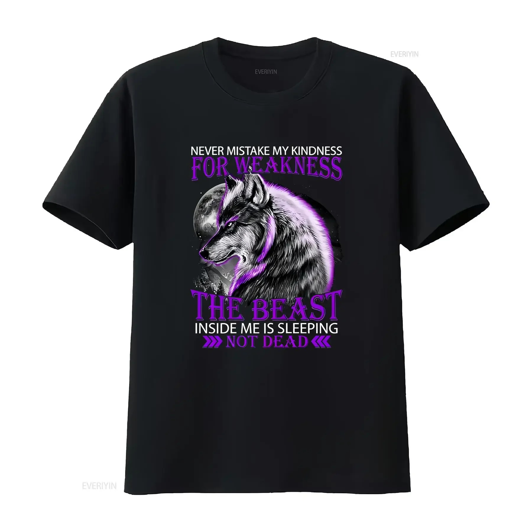 Never Mistake My Kindness For Weakness Wolf T Shirt Tops Cool vintage Washed Top For Everyday Wear Slightly Versatile Stretched