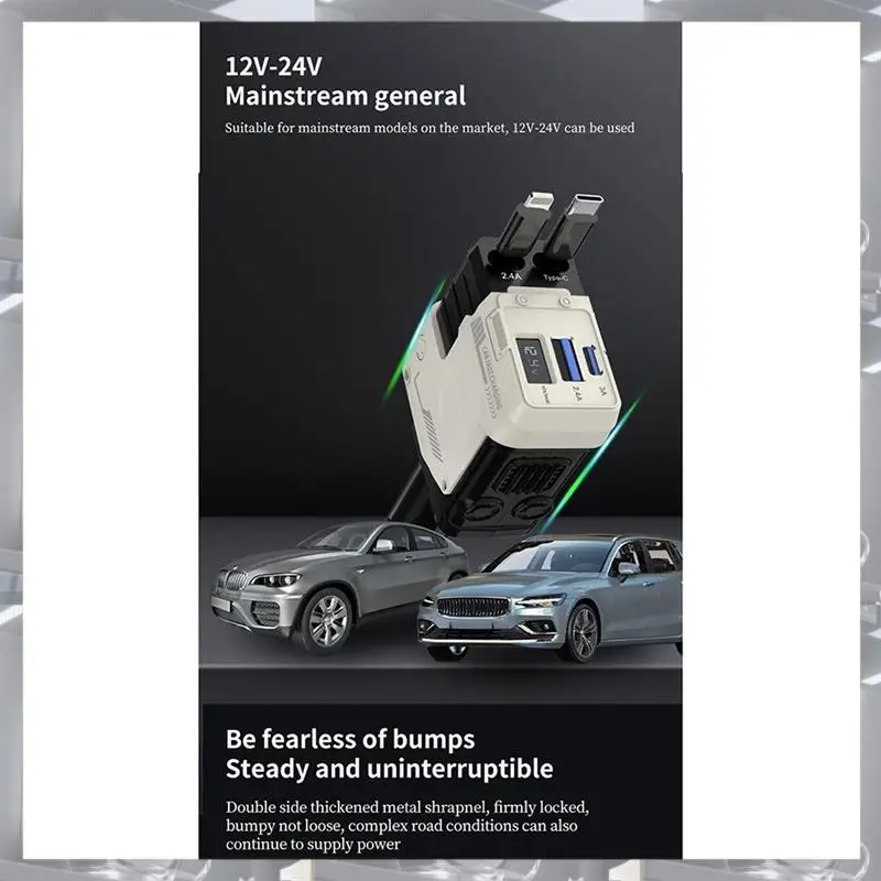 حار بيع-4 في 1 قابل للسحب سيارة شاحن سريع USB نوع C كابل آيفون هواوي سامسونج الحبل ولاعة السجائر محول D QC3.