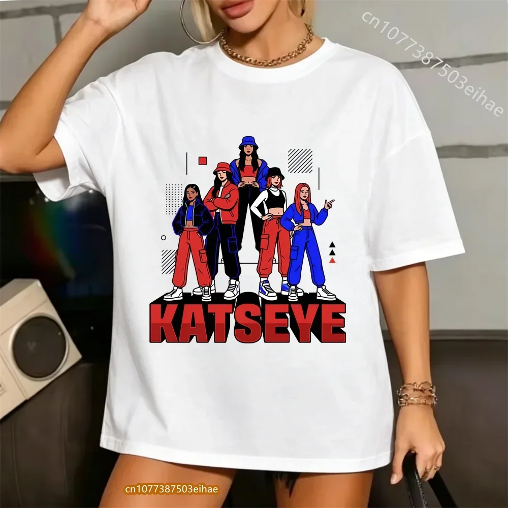 Girl Group Katseye Kpop Graphic Print Fashion T Shirts Pop Music Korean Aesthetic Oversized Soft Cotton Casual Tees Women Kids