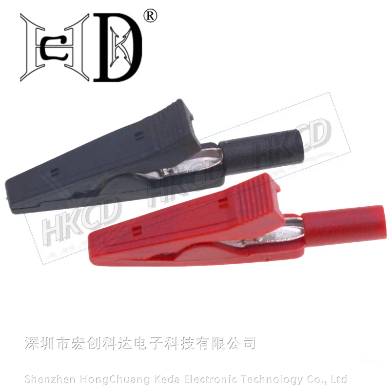 

2pcs 2mm Brass 5 Colors Insulated Mini Test Alligator Clip With 2mm female Banana Jack red black green blue yellow