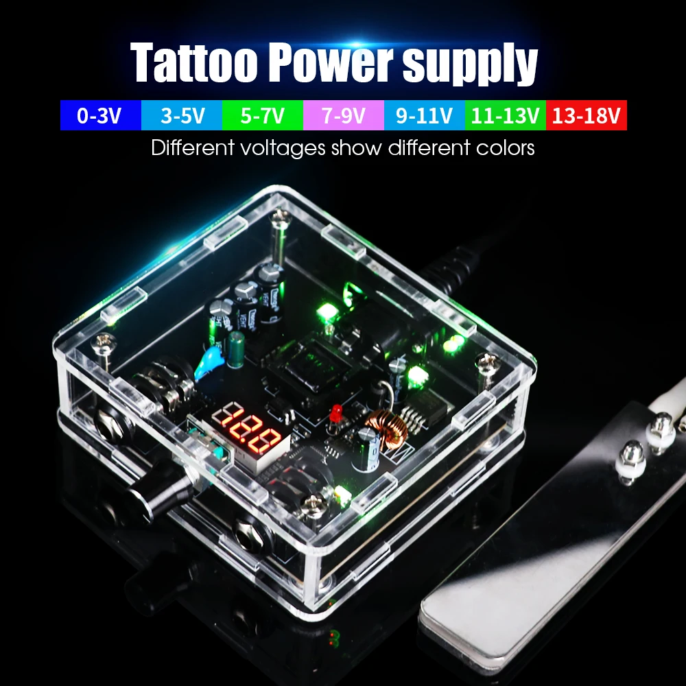 Fuente de alimentación de tatuaje de Color, Mini fuente de alimentación LCD, fuente de alimentación de tatuaje Digital ajustable para bobina y pluma de máquina de tatuaje rotativa