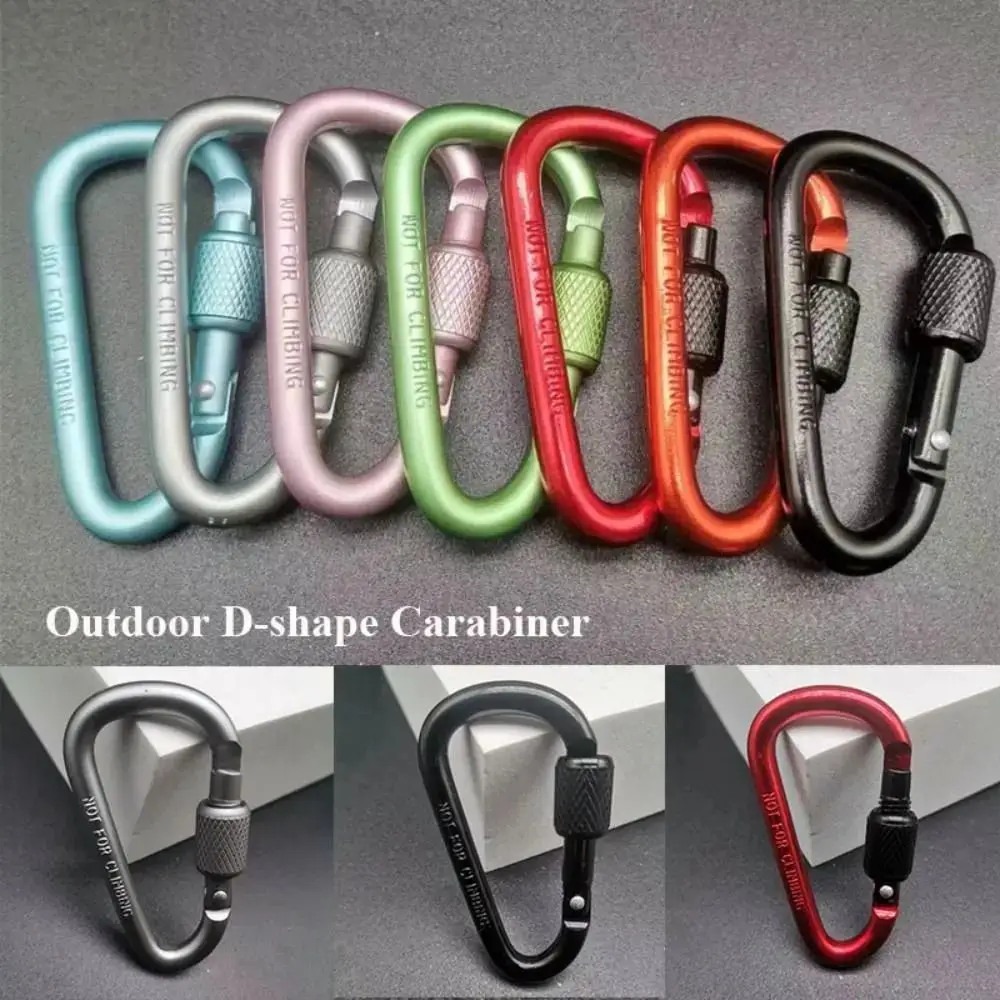 

D-shape Quick Release Carabiner Aluminum Alloy Electrophoresis D Type Carabiner Sturdy Protect Outdoor Sports Buckle