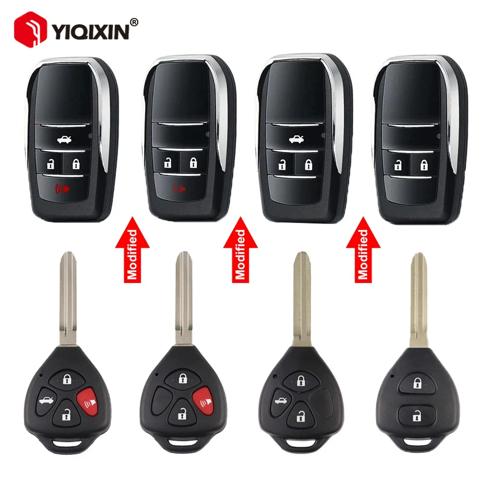 YIQIXIN Zmodyfikowana obudowa kluczyka samochodowego typu flip do Toyota Corolla Camry RAV4 Avlon Crown Reiz Yaris 2013-2018 Bez Logo 2/3/4 Przyciski
