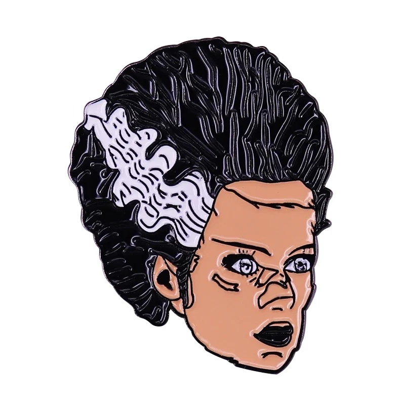 Bride & Frankenstein Enamel pin Science Horror Movie Brooch Halloween Gothic brooches